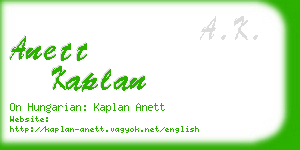 anett kaplan business card